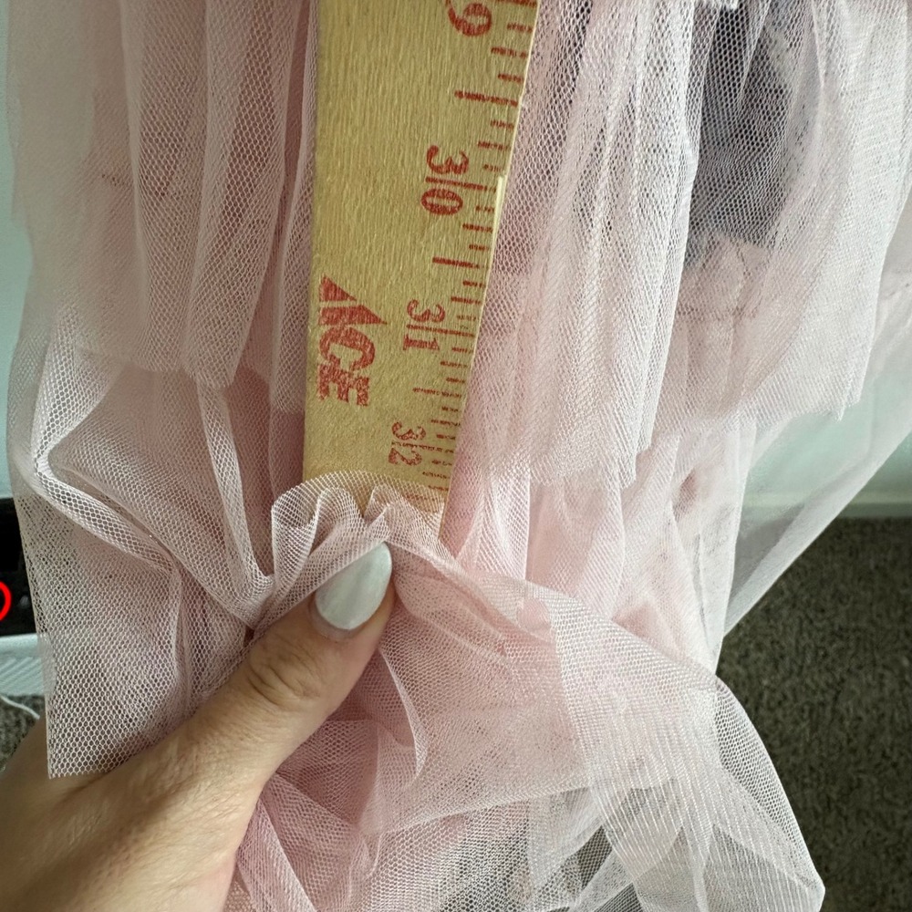 Free People We The Free Pirouette Pink Tiered Tulle Overlay Jeans Blue 28 - Picture 9 of 11